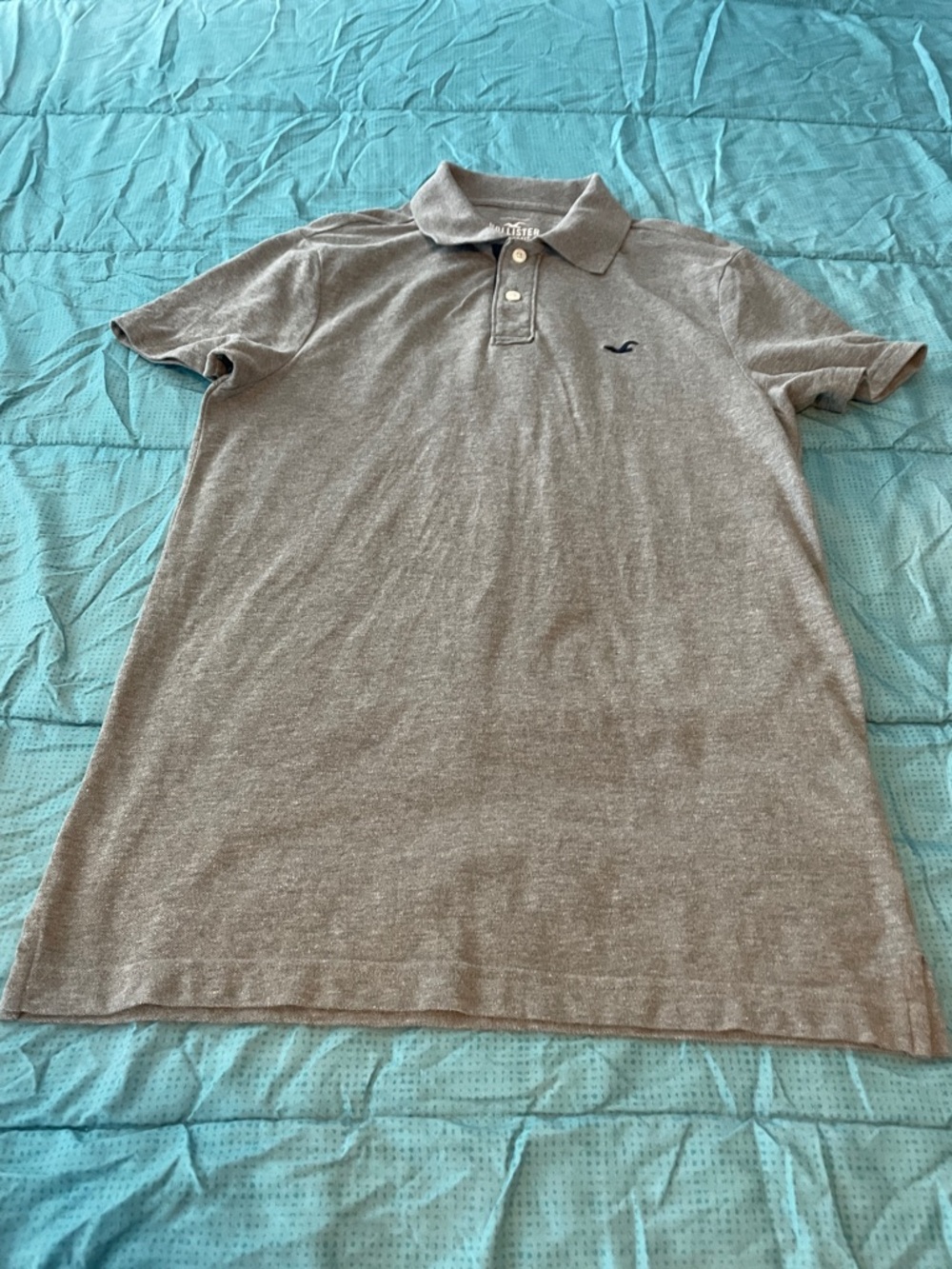 Hollister Heathered Taupe Polo with Navy Logo